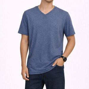 Light Blue Heathered V-Neck T-Shirt - Size Small